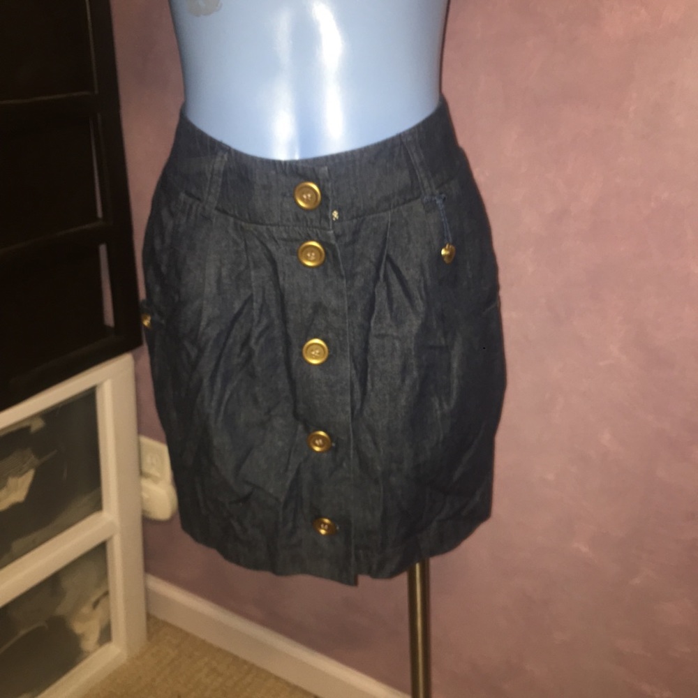 Button up dark denim skirt